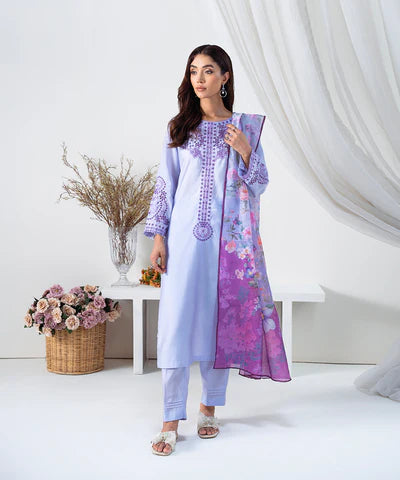 Embroidered Silk Lawn Suit
